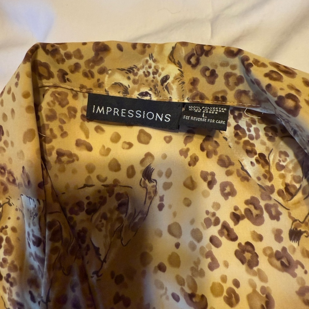EUC- Vintage Impressions Leopard Print Blouse-Size L - Picture 3 of 7